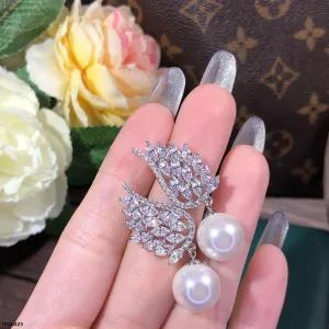 Zircon studded Wing - Pearl Drop Earring